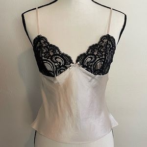 Victoria’s Secret Cream Satin & Black Lace Lingerie Top